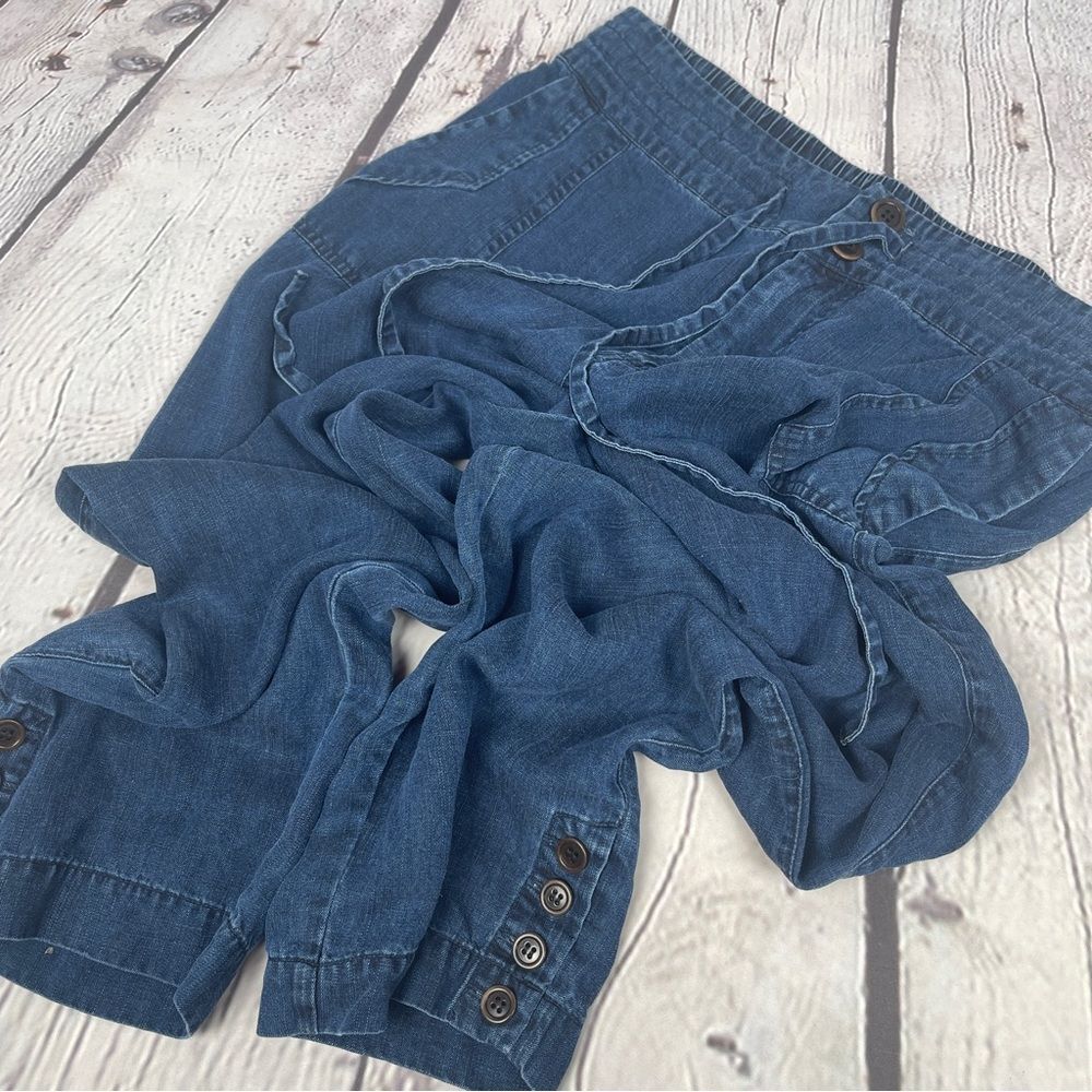 SOFT SURROUNDINGS women's soft blue tencel denim button cropped pants, size S P - Picture 8 of 13